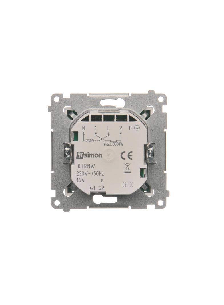 Simon 54 Regulator temperatury z wyświetlaczem z czujnikiem wewnętrznym 16(2) A 230V srebrny mat DTRNW.01/43 KONTAKT