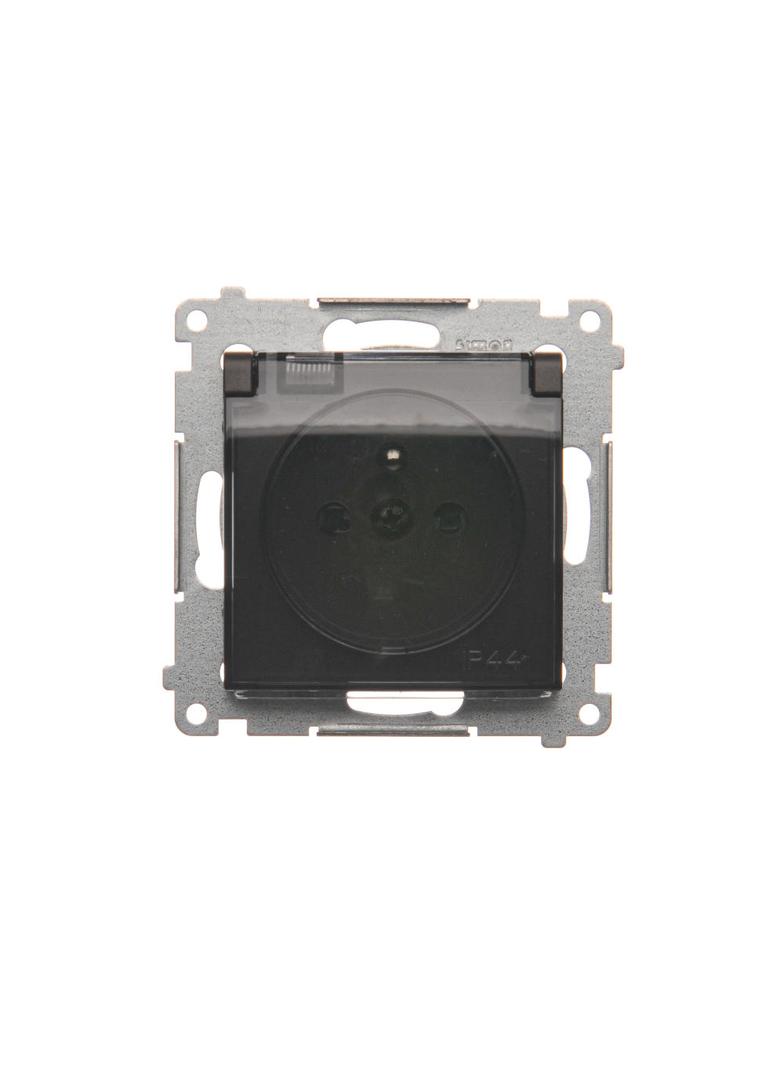 Simon 54 Gniazdo IP44 bez uszczelki 16A z. śrub. klapka transp. brąz mat *Wymagana uszczelka ramki