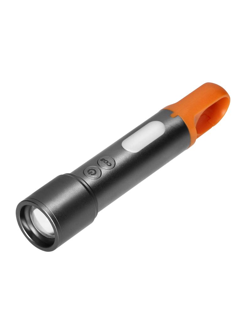 Latarka LED SMD 10W + COB 2W, 350lm, 1200 mAh, funkcja zoom, kolorowe nakładki