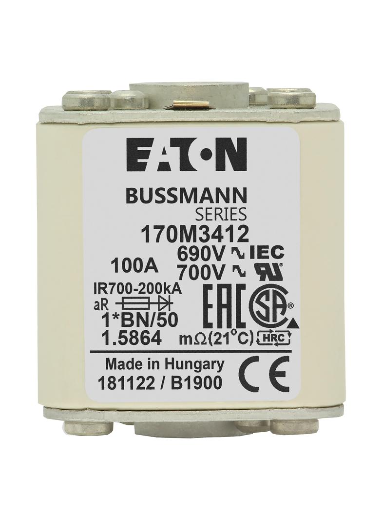 FUSE 100A 690V 1*BN/50 AR UC Wkładka szybka 100A AC 690V rozmiar 1 45x59x51 mm aR I 170M3412 EATON
