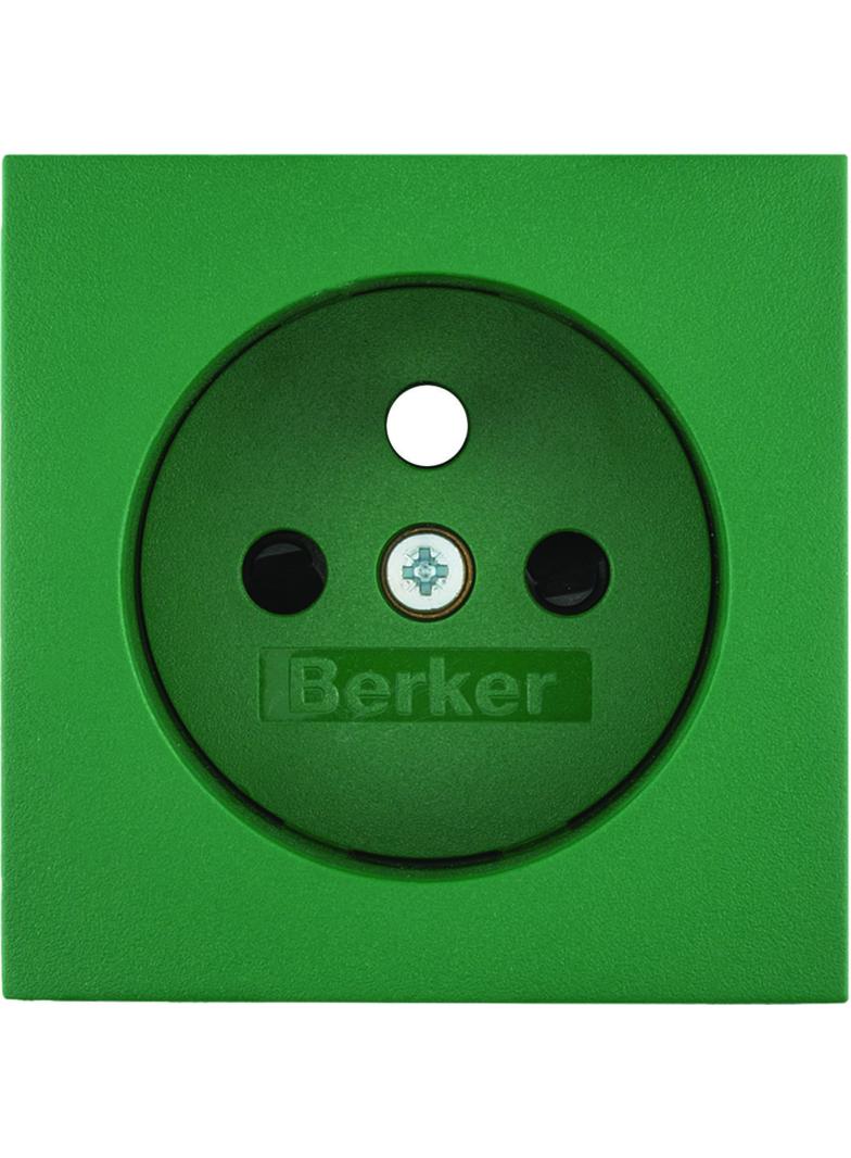 BERKER B.3/B.7 Płytka czołowa z przysłonami styków do gniazda z uziemieniem zielony 3965760063 HAGER