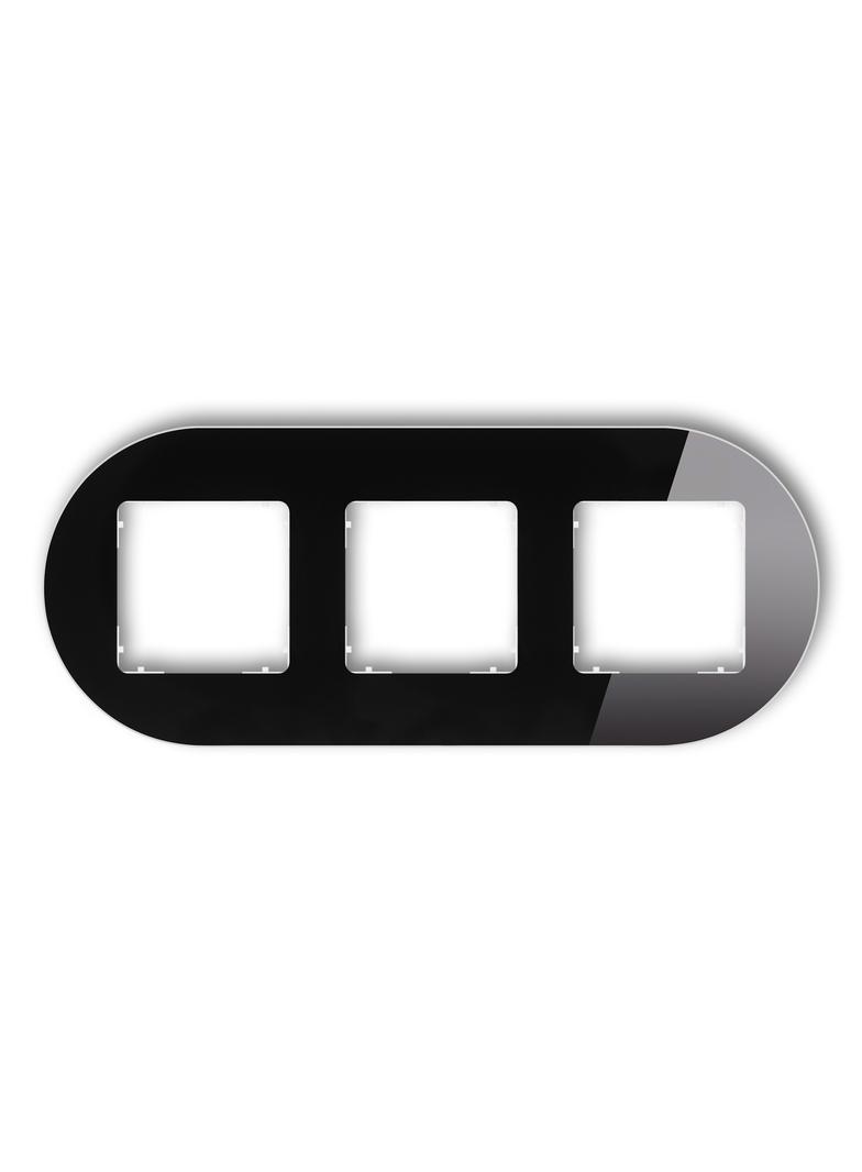 ICON Ramka uniwersalna potrójna okrągła - efekt szkła (ramka: czarna; spód: biały) czarny