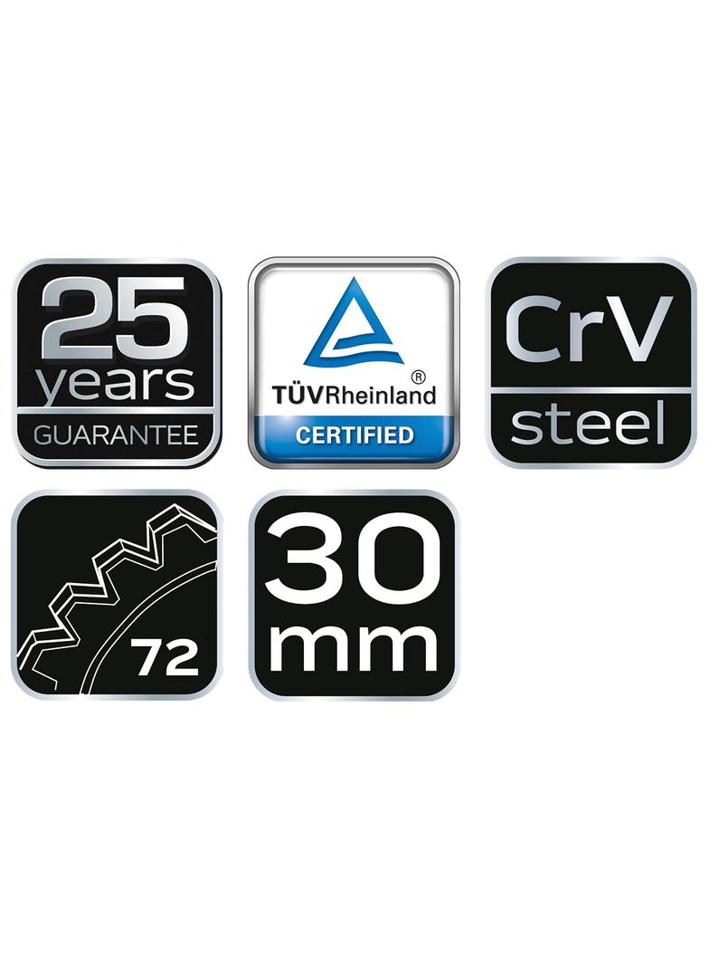 Klucz płasko-oczkowy z grzechotką, 30 mm