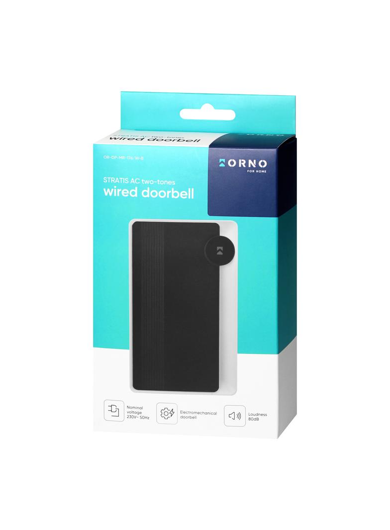 STRATIS AC, dzwonek przewodowy elektromechaniczny dwutonowy, 230V, biało-czarny