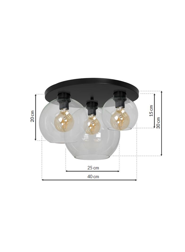 plafon Sofia Clear 3xE27 czarny MLP6586 Milagro
