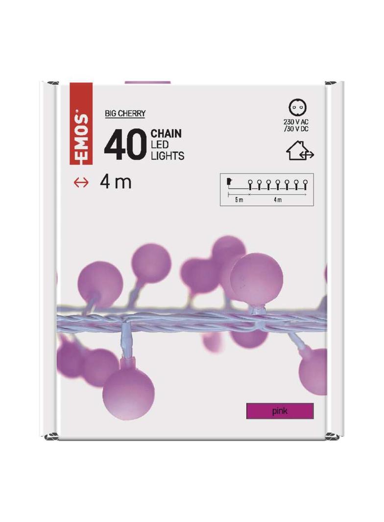 Lampki choinkowe kulki duże 40 LED 4m timer IP44 biały przewód D5AP01 EMOS