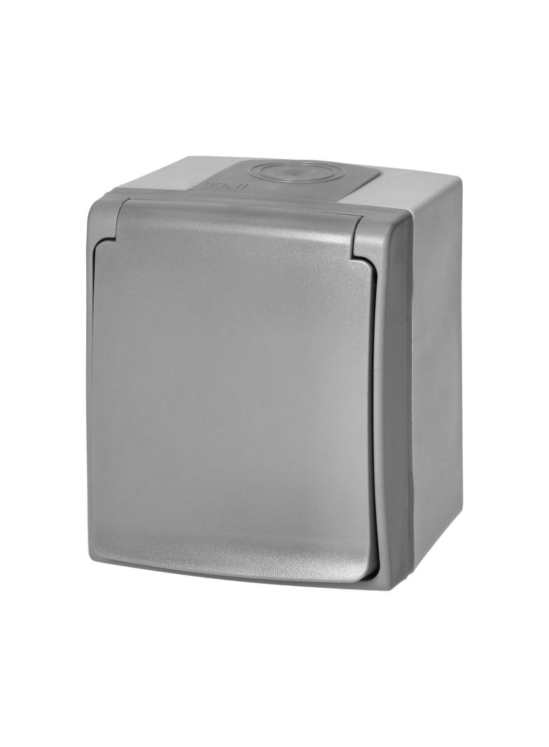 Gniazdo pojedyńcze 2P+Z AQUATIC PRO IP55, 16A, 230V AC, Szaro-Grafitowy OR-OE-7405/GR ORNO
