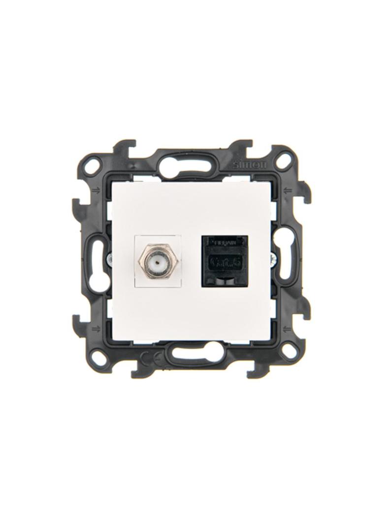 Simon 24 Gniazdo antenowe typu F + RJ45 kat.6 biały NASFRJ45.01/11