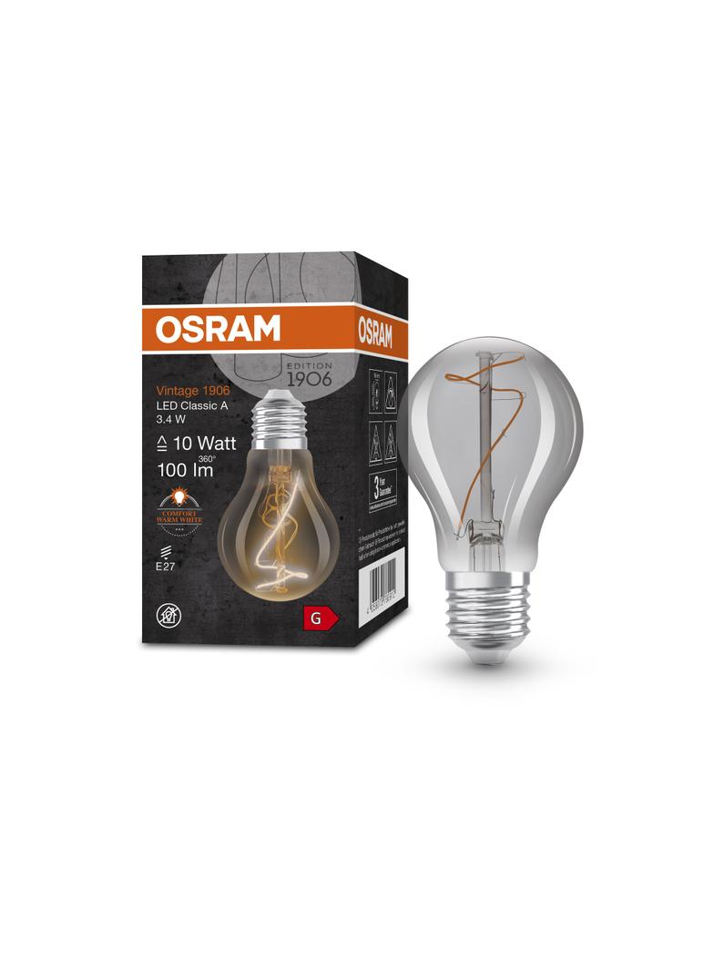 Lampa LED Vintage 1906 LED CL A Filament szkło przezroczyste SMOKE non-dim 3,4W/818 E27