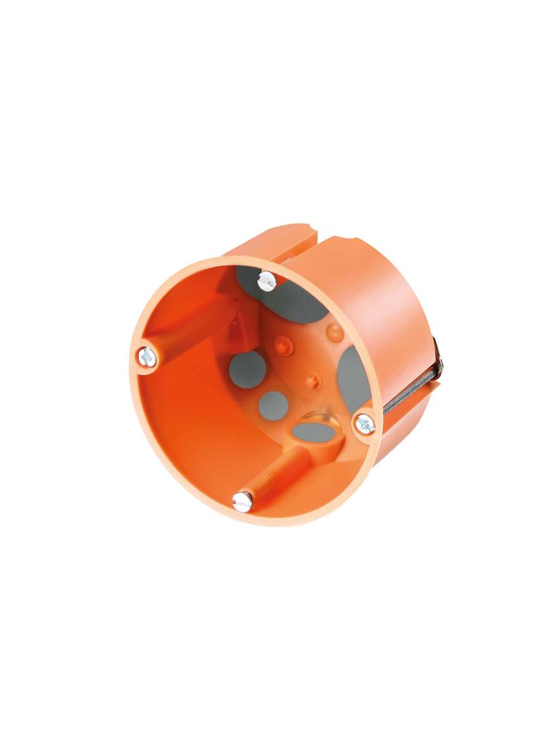 E2700, Puszka do pustych ścian O60mm, z membranami przebiciowymi, płytka , pomarańczowy