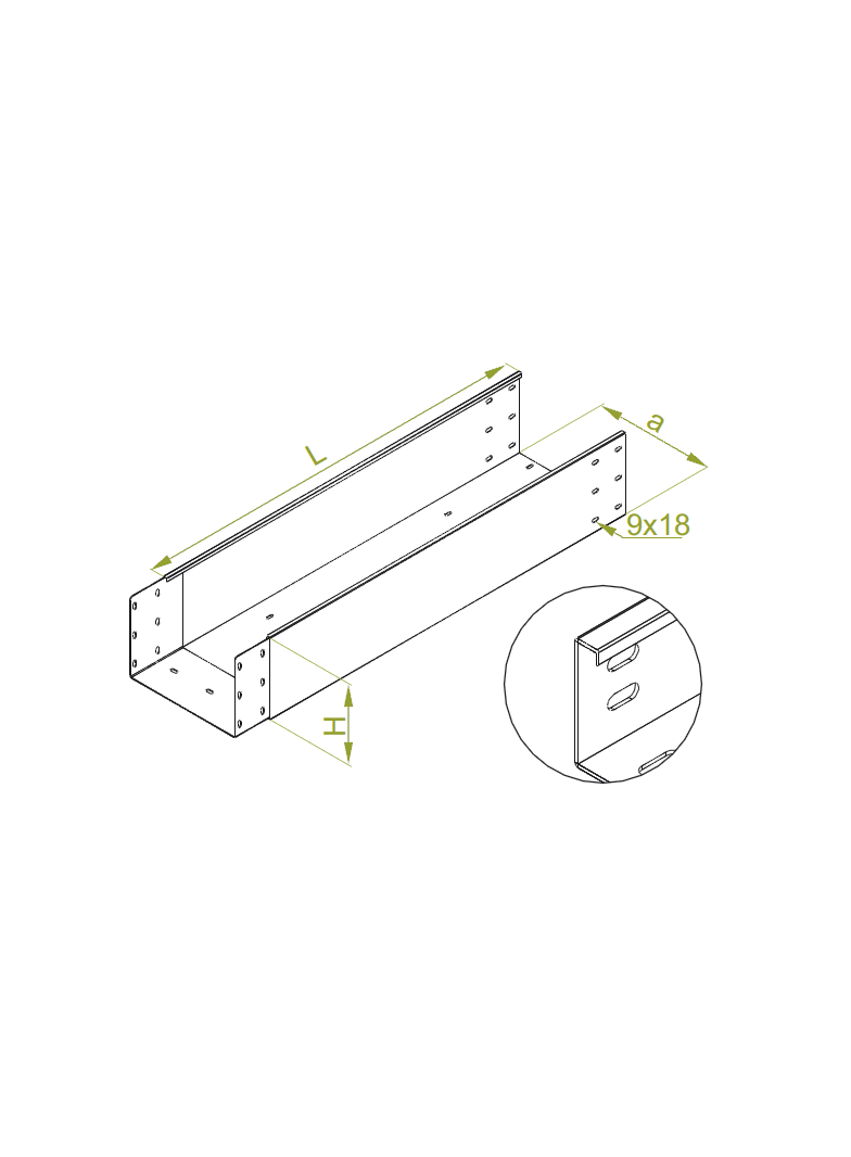 KZLWC200H200/3 Korytko wzmocnione z łącznikiem wspawanym 2,0 mm