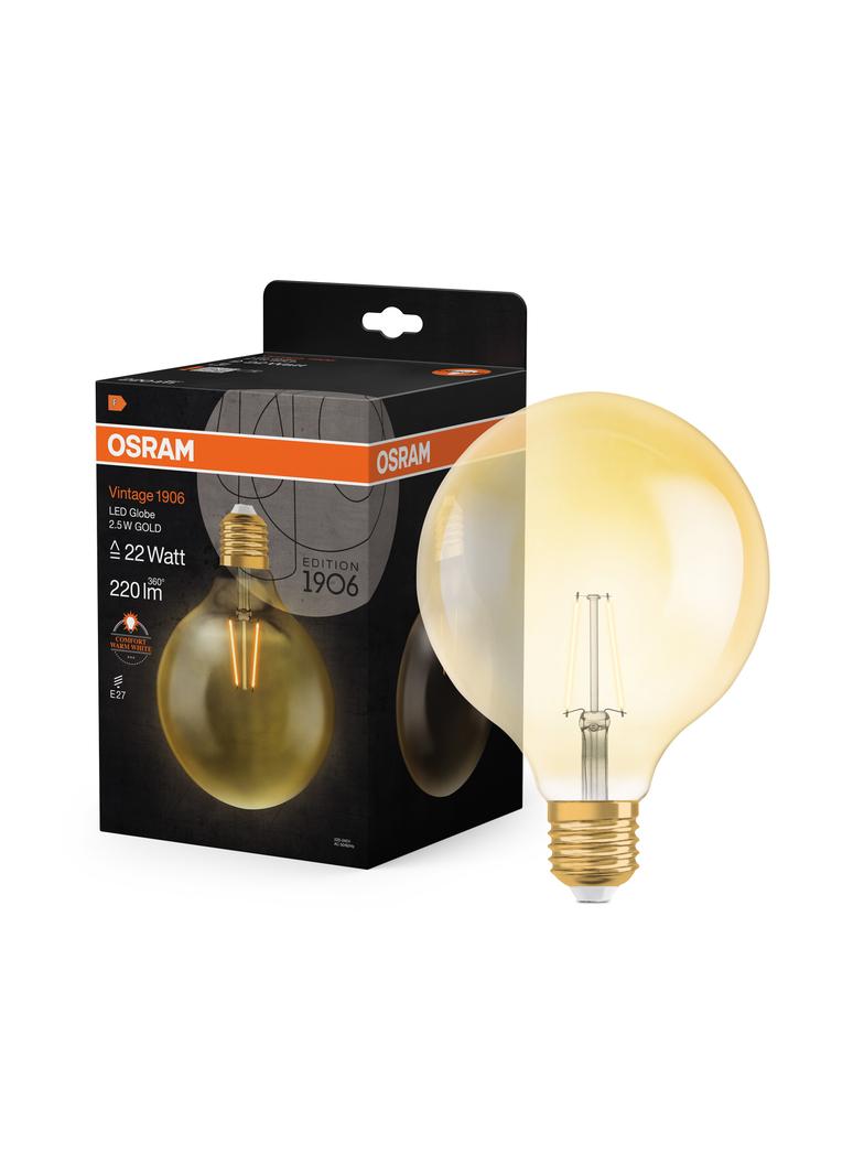 Lampa LED Vintage 1906 CL GLOBE125 Filament szkło przezroczyste GOLD 22 non-dim 2,5W 825 E27
