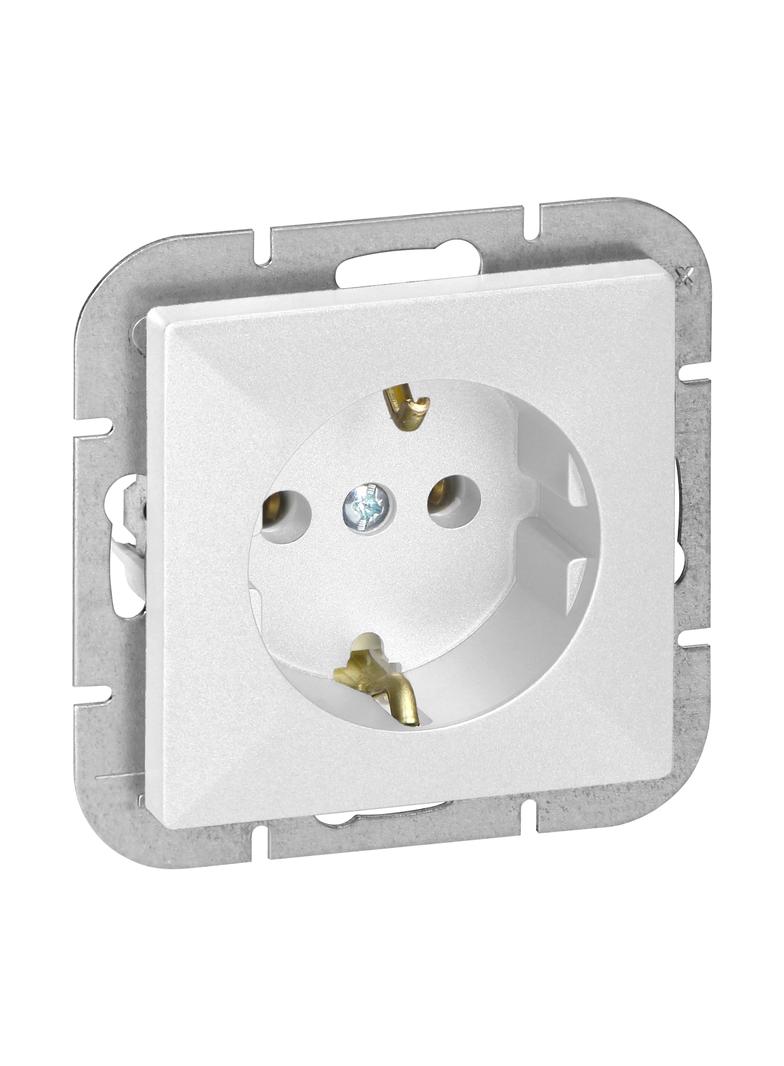 Gniazdo pojedyncze podtynkowe 2P+Z Schuko Pearl, 16A, 250V, PT-17P, biały