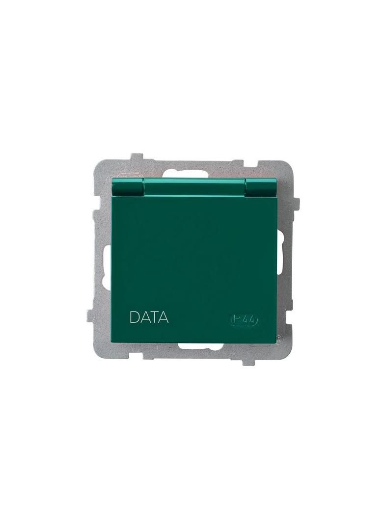 AS Gniazdo bryzgoszczelne z uziemieniem DATA IP-44 wieczko w kolorze wyrobu - kolor zielony