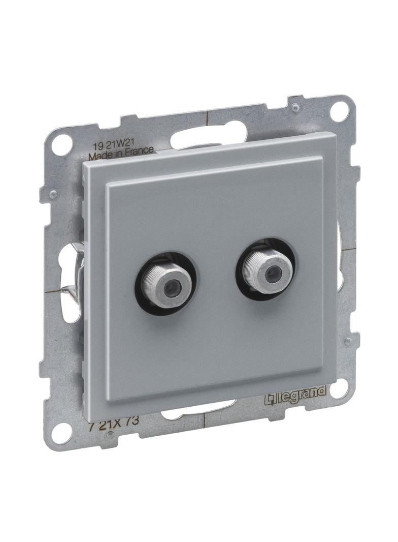 SUNO - Gniazdo SAT 2X typ  F  końcowe - podwójne - 1.5 dB, Aluminium, Legrand