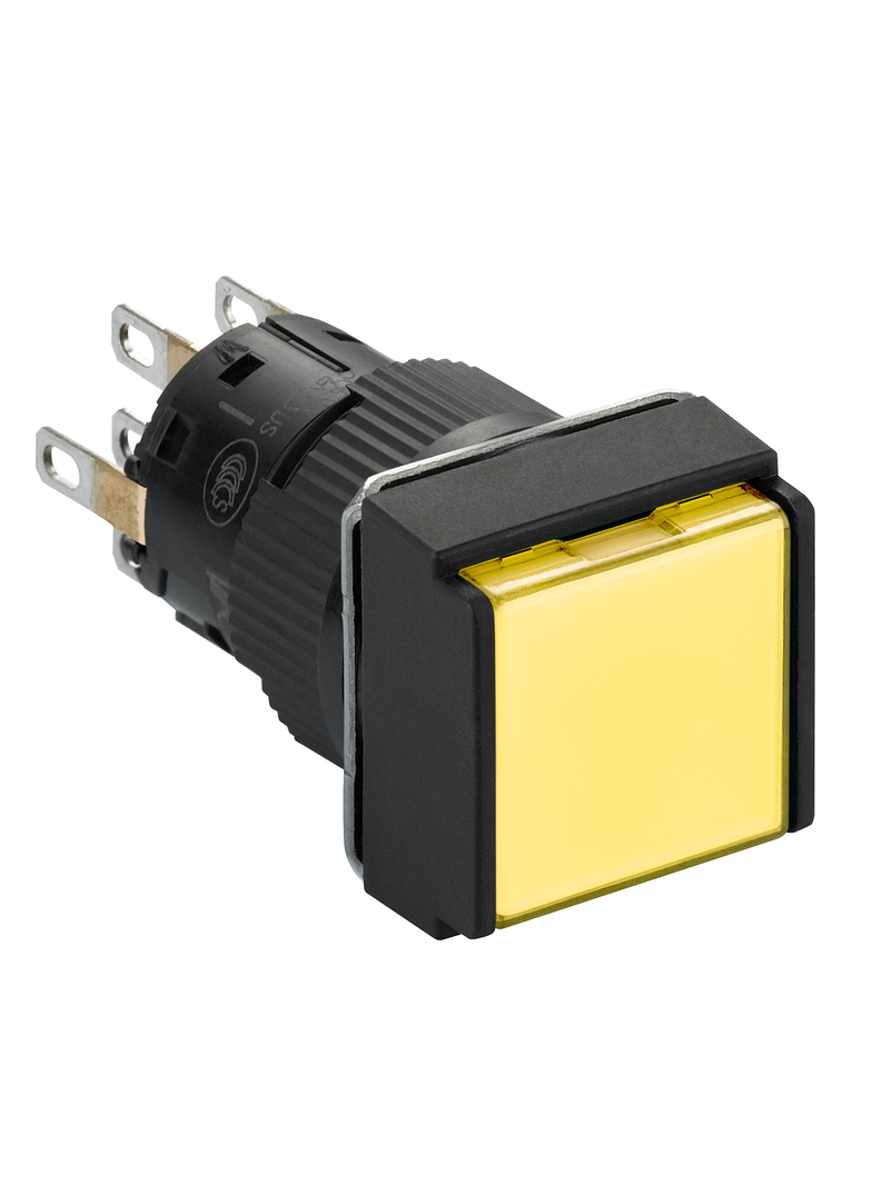 Harmony XB6 Przycisk Podświetlany Żółty Płaski 2 CO 24V DC Kwadratowy Plastikowy XB6ECW5B2P Schneider