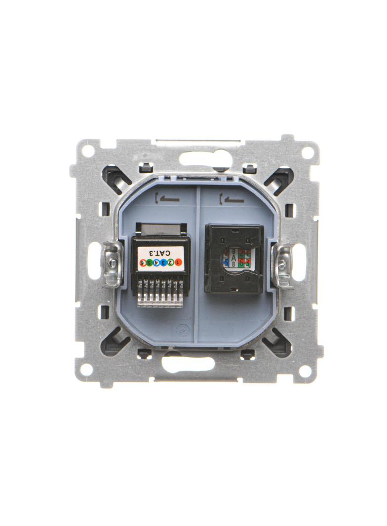 Simon 55 Gniazdo komputerowe RJ45 kategoria 5e + telefoniczne RJ12 Grafitowy mat T5F.01/116 KONTAKT