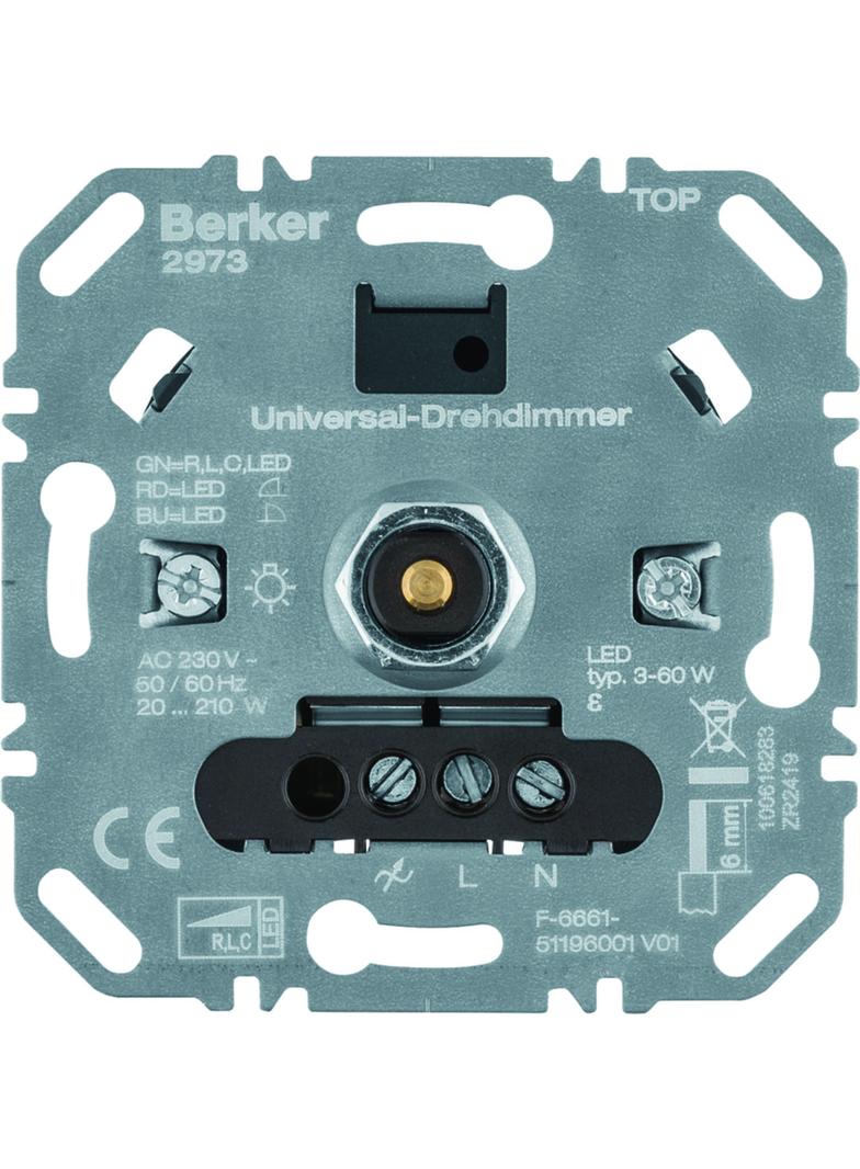 one.platform Ściemniacz obrotowy uniwersalny obciążenie R/L/C 20-210 W LED 3-60 W 2973 HAGER