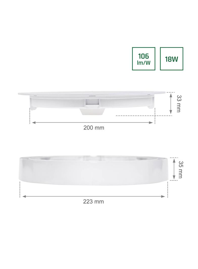 ALGINE ECO 2w1 NATYNK-PODTYNK DOWNLIGHT 18W NW 230V 110st IP20 IK06 223x35mm BIAŁY okrągła