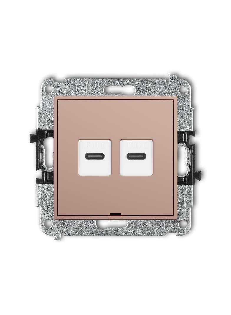 ICON Gniazdo podwójne 2xUSB typ C-C łososiowy 62IGUSBBO-8 KARLIK