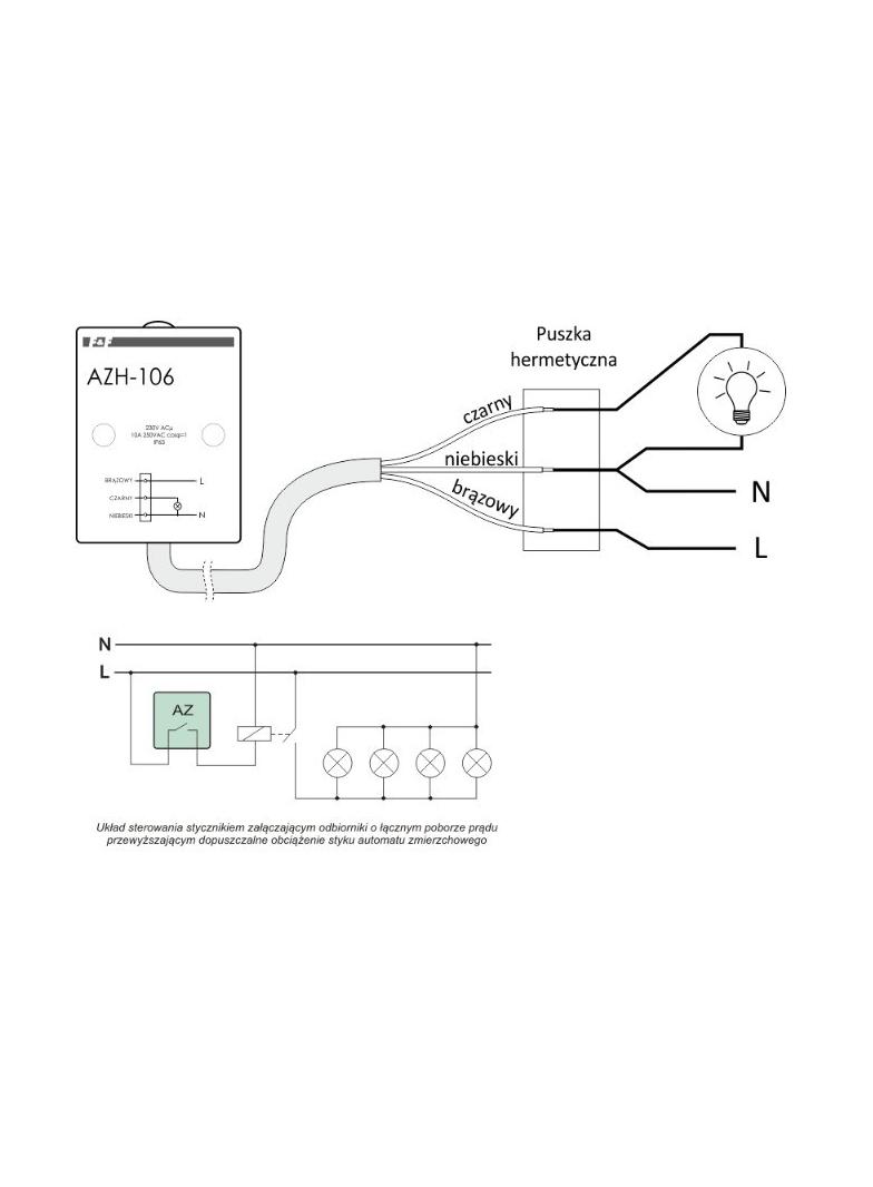 automat zmierzchowy z wewnętrznym czujnikiem światłoczułym