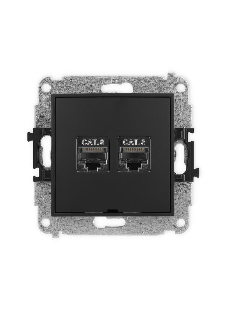 ICON Mechanizm gniazda komputerowego podwójnego 2xRJ45, kat. 8, ekranowany, 8-stykowy, bez pola opis