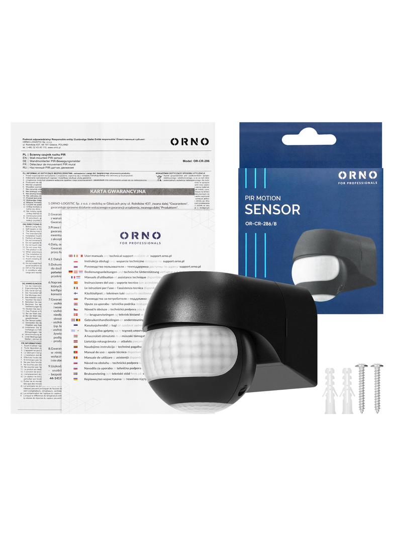 Czujnik ruchu 180° IP44, 800W, max 15m, mini, czarny