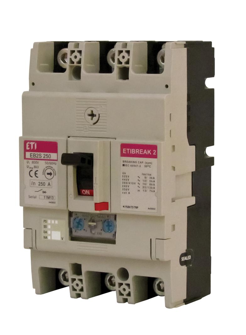 Wyłącznik mocy 40kA wyzw. TM (regul.termiczna i magnetyczna) EB2S 250/4HA 250A 4p 004671938 ETI
