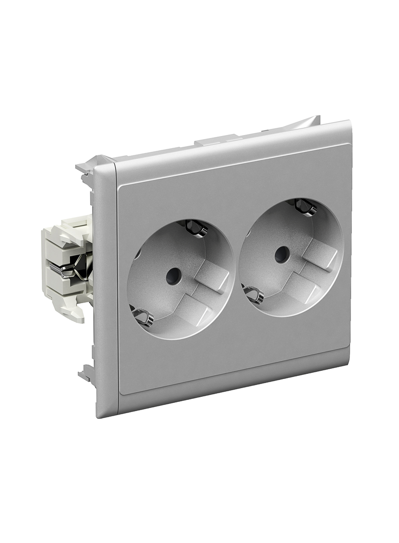 Thorsman Gniazdo slave 2x2P+PE Shucko aluminium