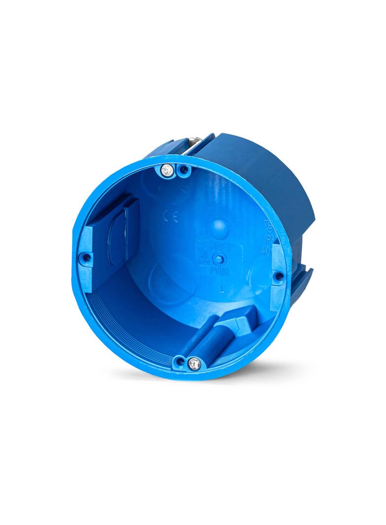 PV80 ,  Puszka inst. do pustych ścian z pokrywą, łączona O 80mm, niebieski