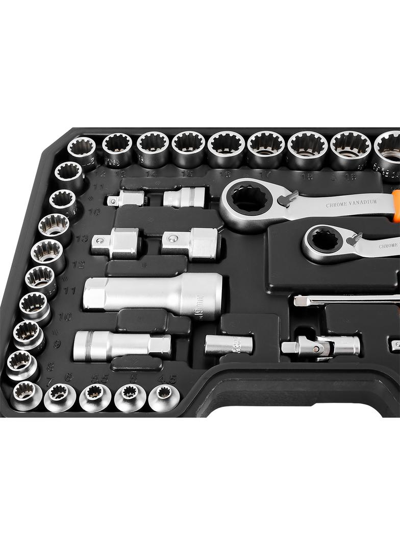 Zestaw nasadek przelotowych 1/4" + 3/8", 46 szt.