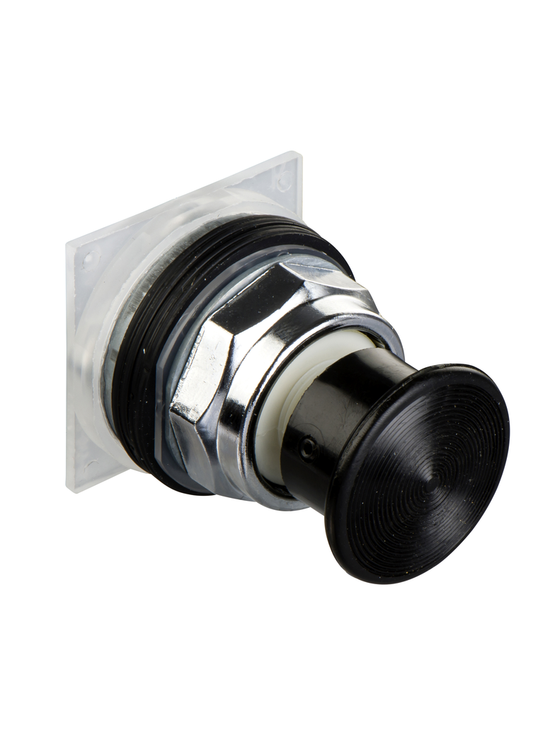 Harmony 9001K Przycisk grzybkowy, O35, wkręcany napęd, czarny, 2 pozycyjny, metalowy