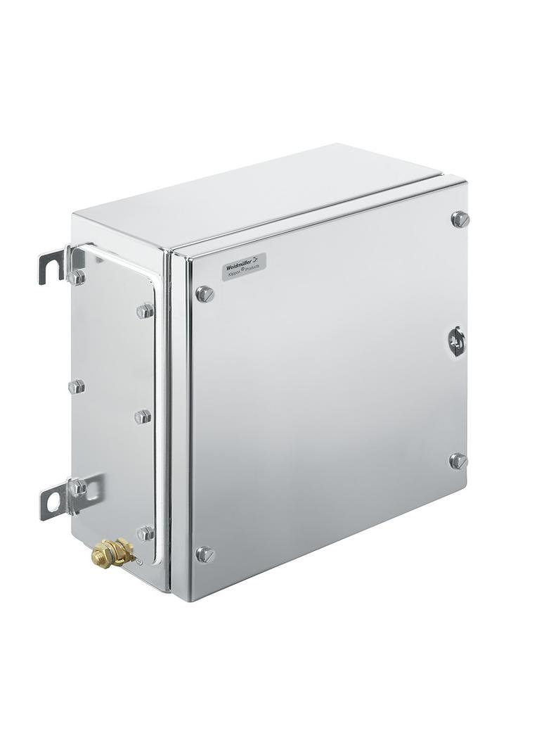 KTB MH 262620 S2E3 Metalowa obudowa iskrobezpieczna, 260 x 260 x 200 mm, element polerowany elektrolitycznie, Płytka kołnierzowa: Tak, na dole, z lewej strony, z prawej /1szt./ 1194680001 WEIDMÜLLER