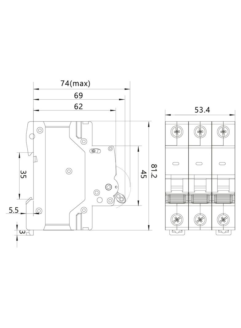 Wyłącznik nadprądowy 6kA 3P B20A OCB/B20/3P 87.630 OPATÓWEK