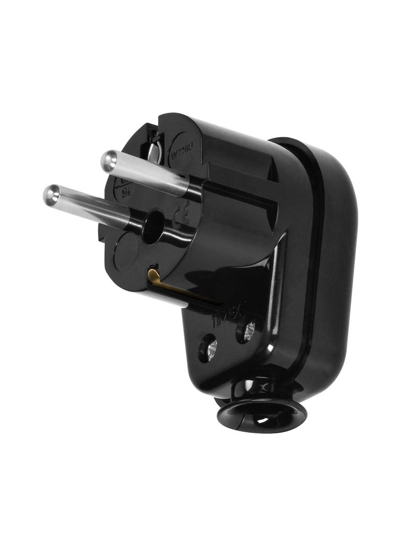 Wtyczka kątowa Uni-Schuko, 2P+Z , 16A, Czarna