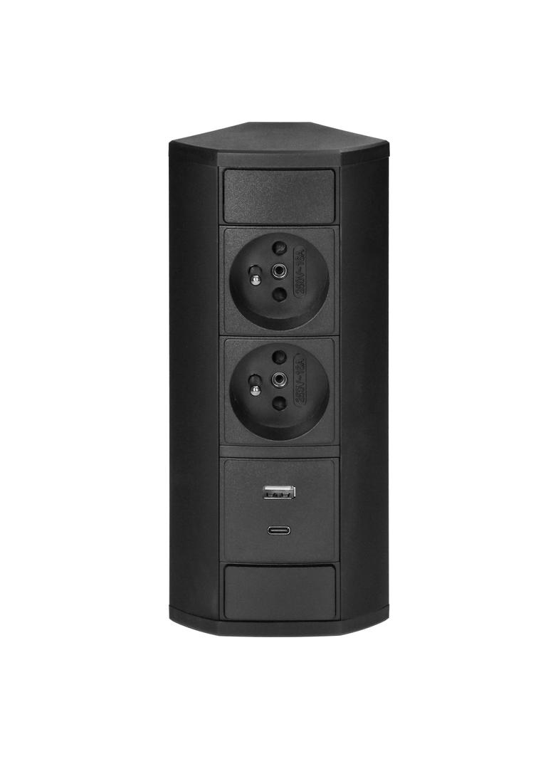 Gniazdo meblowe narożne 2x2P+Z 2xUSB czarne VIRONE OR-GM-9039/B ORNO