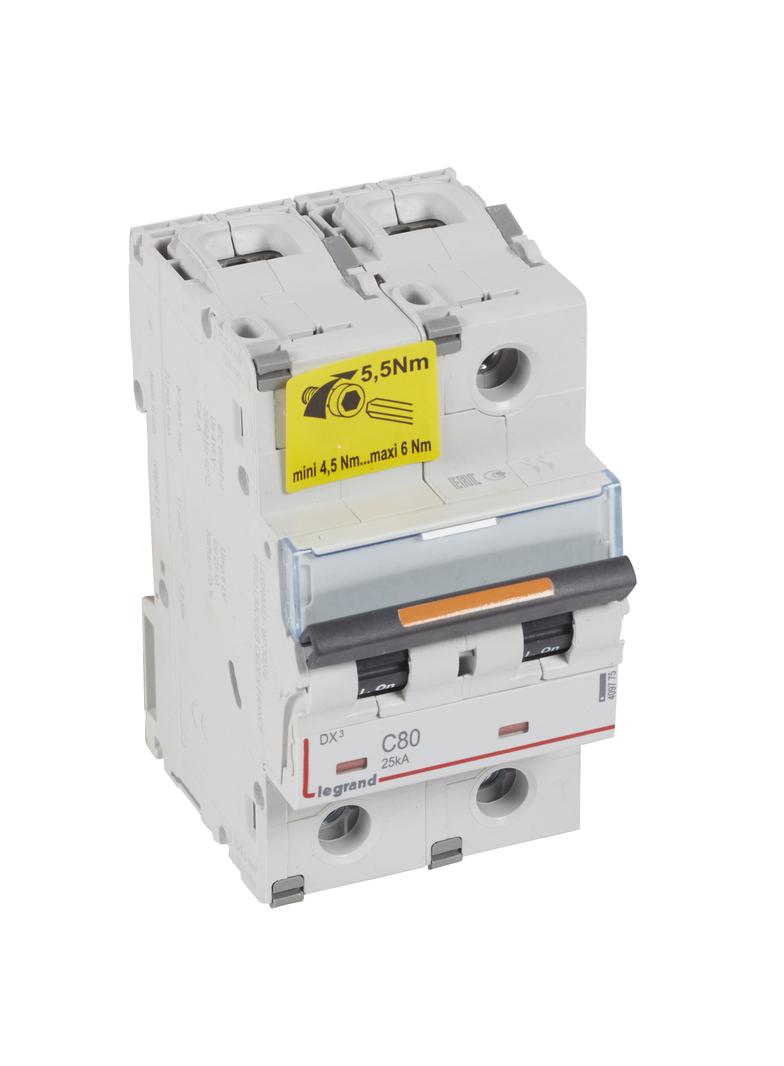 Wyłącznik Nadprądowy S322 C80 2P 80A 25Ka DX3 409775 LEGRAND