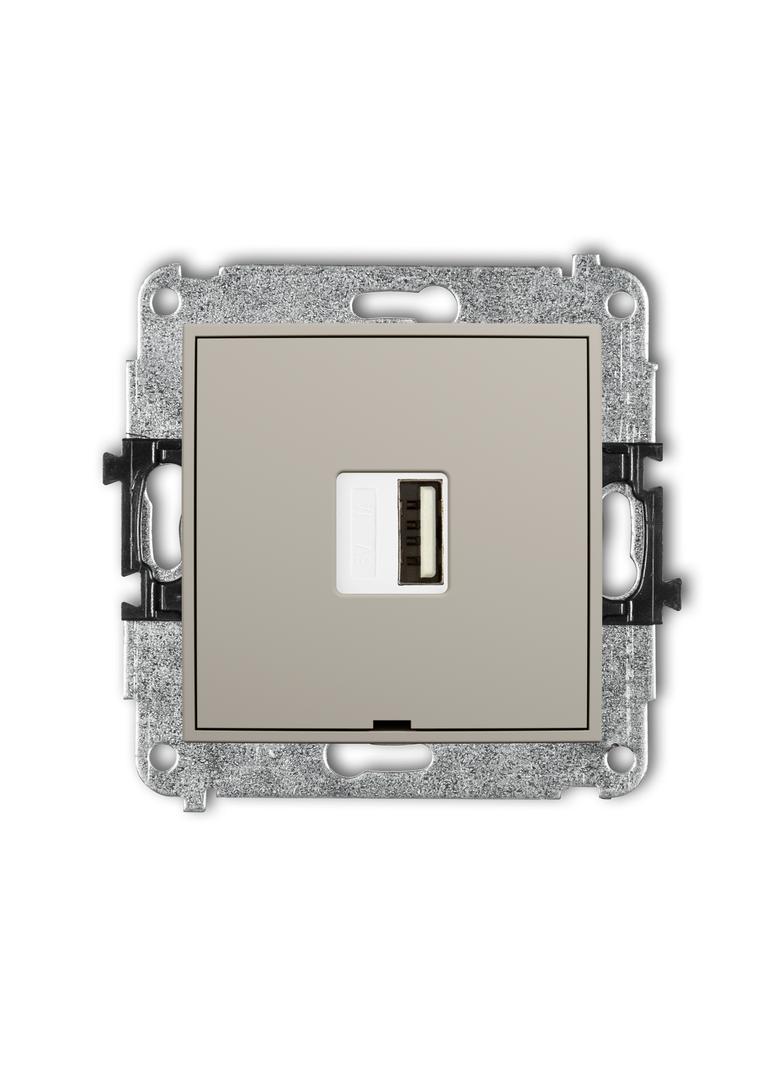 MINI Mechanizm ładowarki USB pojedynczej USB A, 5W max., 5V, 1A, bez pola opisowego taupe