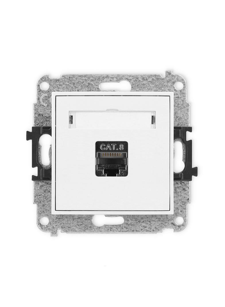 ICON Mechanizm gniazda komputerowego pojedynczego 1xRJ45, kat. 8, ekranowany, 8-stykowy biały