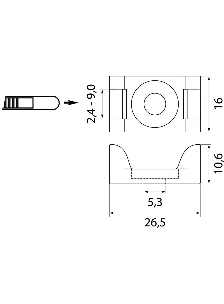 PMP-10-5-UV-100 podstawka montażowa do opasek (100szt) 25.205 OPATÓWEK
