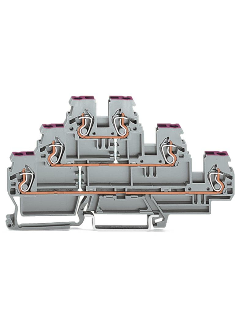 Złączka trzypiętrowa L / L / L 6-przewodowa 2,5mm2 szara /50szt./ 870-556 WAGO