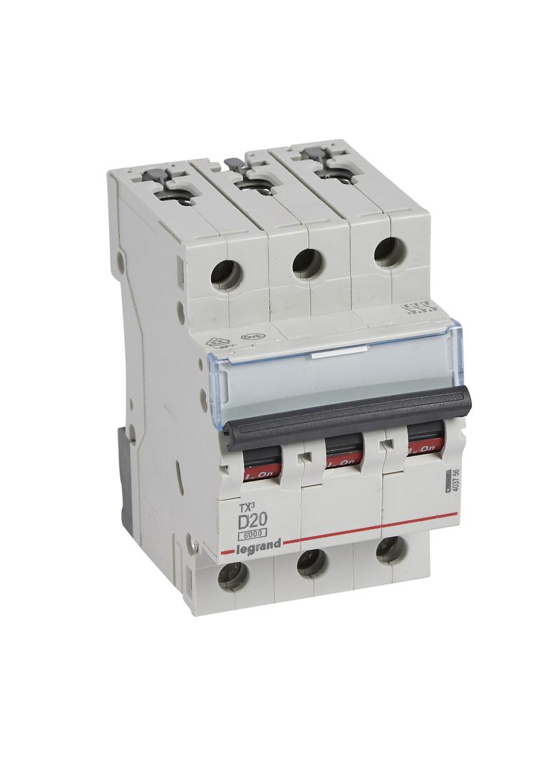 Wyłącznik Nadprądowy S 303 3P D20A 6kA TX3 403756 LEGRAND