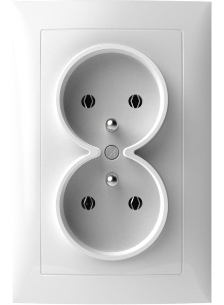 BERKER B.Kwadrat Gniazdo podwójne z uziemieniem kompletne biały 5361828989 HAGER