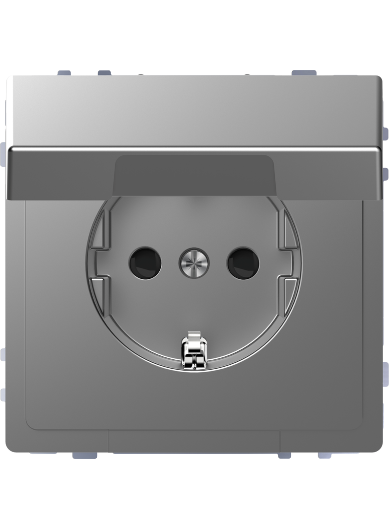 SCHUKO gniazdko elektryczne, w. hng.lid, zamknięty., screwl. term., stainless steel, Sys. Design