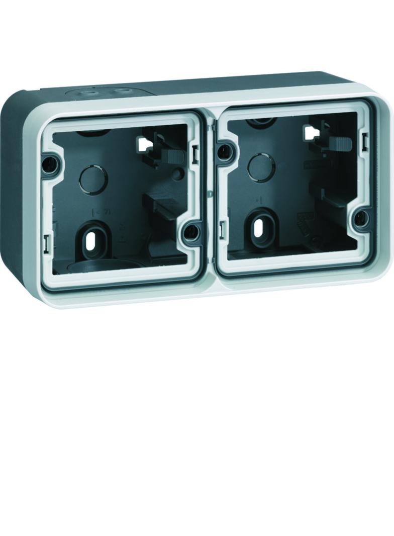 BERKER W.1 Adapter natynkowy podwójna poziomy 2 wejścia IP55 szary 6719323505 HAGER