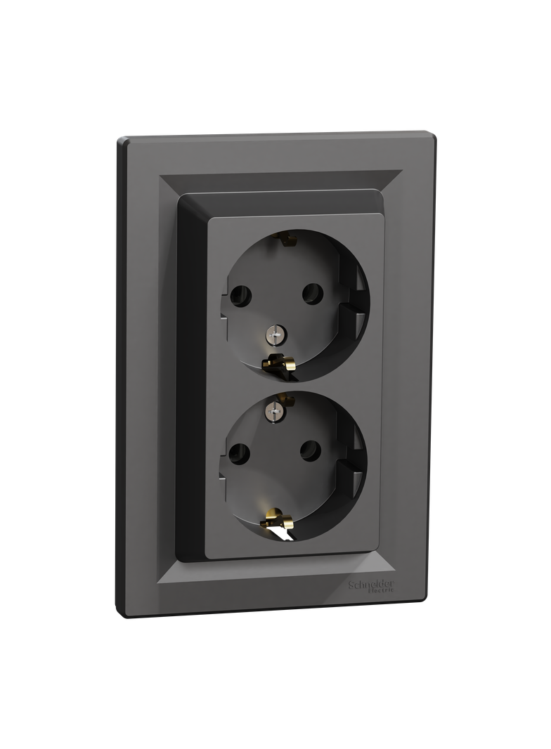 Asfora, gniazdo podwójne schuko, antracyt