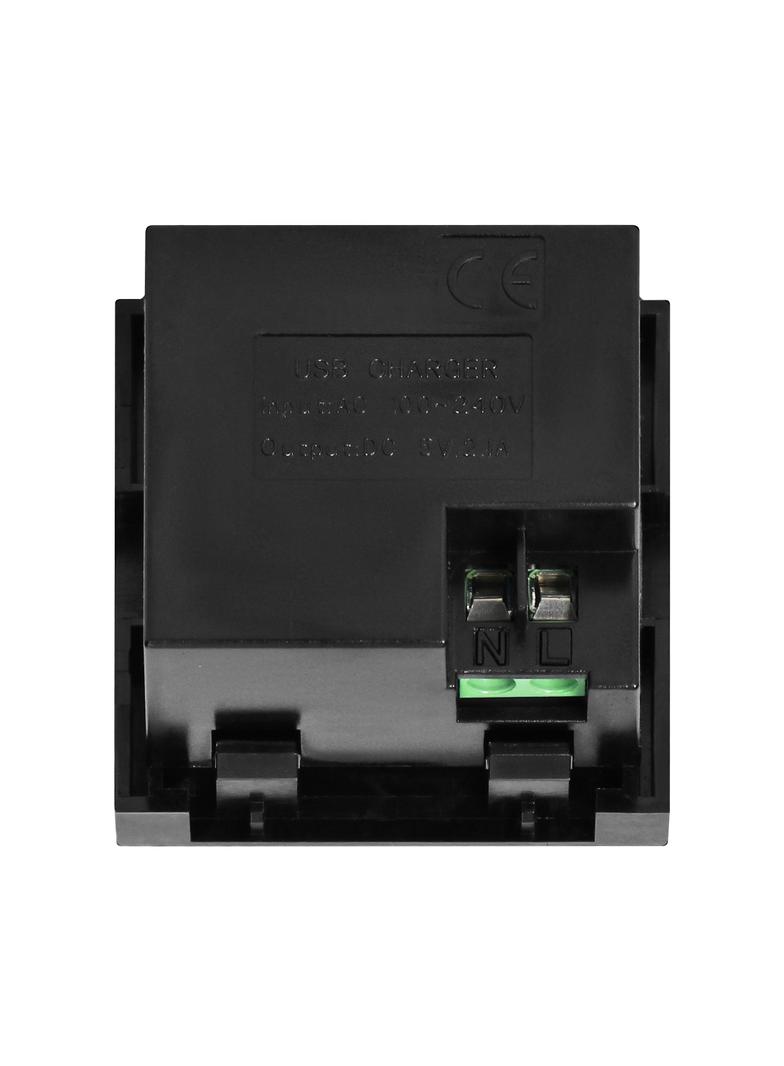 NOEN USB x 2, podwójny port modułowy 45x45mm z ładowarką USB, 2,1A 5V DC, czarny OR-GM-9010/B/USBX2 ORNO
