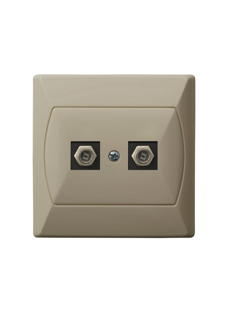 AKCENT Gniazdo antenowe typu F podwójne - kolor beżowy