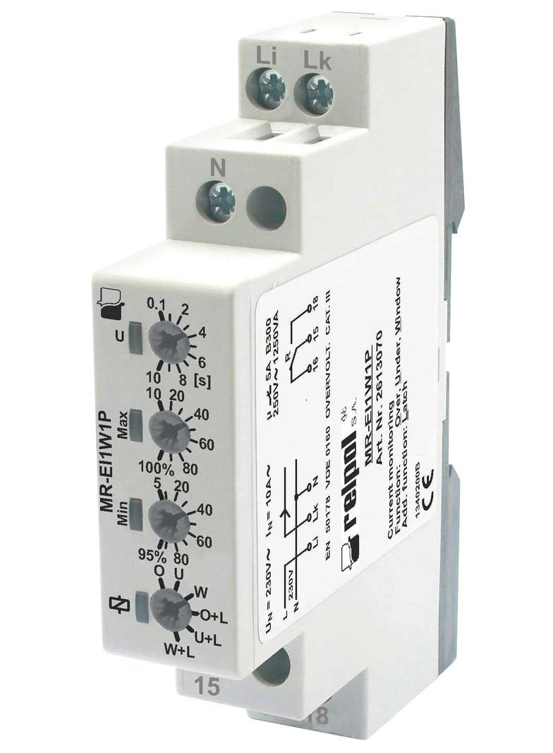 MR-EI1W1P Przekaźnik nadzorczy, wielofunkcyjny: 1P - jeden zestyk przełączny.