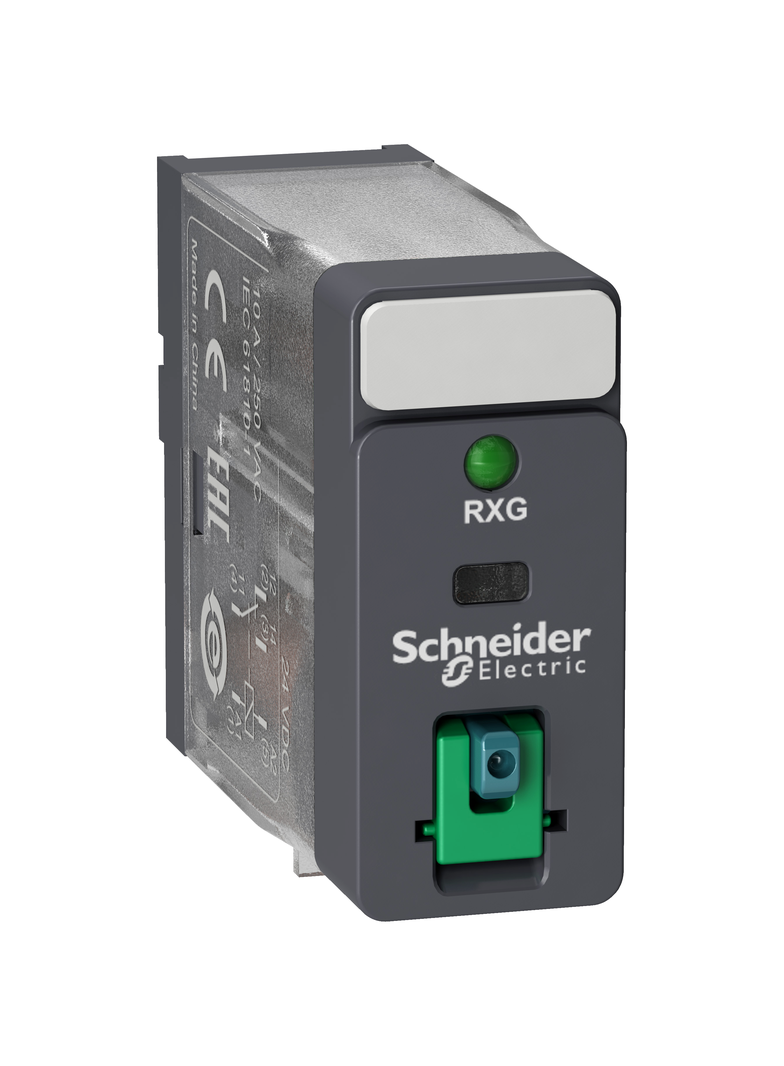 Zelio Relay Przekaźnik interfejsowy z przyciskiem test i LED 12V DC 10A 1 styk C/O RXG12JD Schneider